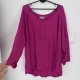 Malinowa bluzka Avenue z guzikami 30/32 Plus Size długi rękaw