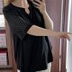 Czarna bluzka z koronkowymi rękawami V-neck Plus Size oversize