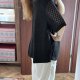Czarna bluzka z koronkowymi rękawami V-neck Plus Size oversize