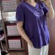 Fioletowa bluzka z dekoltem V Plus Size 4XL, bawełniana