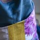 Plecak worek patchwork petrol – unikatowy plecak z weluru z kieszeniami