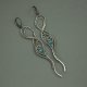 Długie kolczyki niebieski apatyt i topaz, wire wrapping, stal chirurgiczna