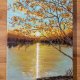 NASTROJOWY PEJZAŻ MALOWANY NA PŁÓTNIE - "ROMANTYCZNE REFLEKSY" 40x30cm