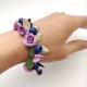 Bransoletka z różami i borówkami handmade kwiaty fioletowe prezent