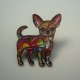 METALOWA EMALIOWANA PIN PRZYPINKA PIES PIESEK CHIHUAHUA W STYLU WITRAŻOWYM