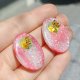 Kolczyki wkrętki – Różowe Marble ze Srebrem – Eleganckie – Stal szlachetna – Handmade sztyfty