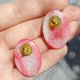 Kolczyki wkrętki – Różowe Marble ze Srebrem – Eleganckie – Stal szlachetna – Handmade sztyfty