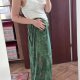 Zielone spodnie capri Avenue 26/28 Plus Size wzór tropikalny