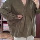 Oliwkowa sztruksowa koszula tunika J.Jill bawełna plus size oversize 8XL / 56 / 28