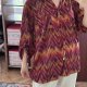 Bordowa wzorzysta koszula boho zygzaki merlot plus size