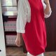 Czerwona długa kamizelka AVA & VIV bawełna plus size oversize 8XL / 56 / 28