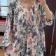 Kwiatowa bluzka Torrid S Plus Size oversize peonie różowo-niebieska 8XL / 56 / 28