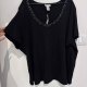 Czarna bluzka z cekinami Avenue 30/32 Plus Size oversize ozdobny dekolt 9XL / 58 / 30