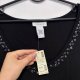 Czarna bluzka z cekinami Avenue 30/32 Plus Size oversize ozdobny dekolt 9XL / 58 / 30
