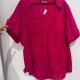Fuksjowa bawelniana koszula Avenue Plus Size krótki rękaw oversize plisy 8XL / 56 / 28