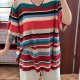 Kolorowy sweter w paski Liz & Me 4X Plus Size oversize V-neck 8XL / 56 / 28