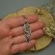 Wisiorek zielony onyks wire wrapping, stal chirurgiczna