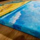 NASTROJOWY PEJZAŻ MALOWANY NA PŁÓTNIE - "WAKACJE NA WSI" 30x40cm