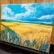 NASTROJOWY PEJZAŻ MALOWANY NA PŁÓTNIE - "WAKACJE NA WSI" 30x40cm