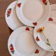 Komplet 6 talerzy obiadowych z truskawkami, Lubiana, PRL
