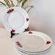 Komplet 6 talerzy obiadowych z truskawkami, Lubiana, PRL