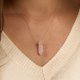Naszyjnik "Mystical Rose Quartz" ozdobiony dużym kamieniem kwarcem różowym i cyrkoniami- srebro 925 pozłacane