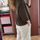 Avenue Brązowy Sweter z Ozdobnym Dekoltem Plus Size 5XL / 50 / 22