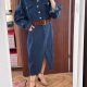 Eloquii Jeansowa Sukienka Koszulowa Plus Size 6XL / 52 / 24