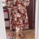 BloomChic Bordowa Sukienka w Białe Kwiaty Plus Size US 9XL / 58 / 30