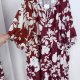 BloomChic Bordowa Sukienka w Białe Kwiaty Plus Size US 9XL / 58 / 30