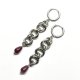 Kolczyki chainmaille z granatem potrójny splot 6,6 cm gothic dark fairycore