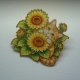 METALOWA EMALIOWANA PIN PRZYPINKA RUDY KOT KOTEK W SŁONECZNIKACH