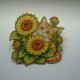 METALOWA EMALIOWANA PIN PRZYPINKA RUDY KOT KOTEK W SŁONECZNIKACH