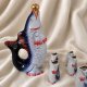 Vintage komplet do nalewek "Ryba" z 6 kieliszkami – porcelana Polonne, lata 60./70.