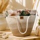 Ręcznie szyta torba shopper XXL ombre ecru–beż z wodoodporną podszewką