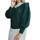 Ochnik Sweter Sweterek V neck butelkowa zieleń bufki
