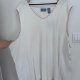 Liz & Me – Biała bluzka bez rękawów z czerwonym haftem i koralikami (plus size) 8XL / 56 / 28
