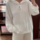 Biała Bluza z Kapturem w Warkoczowy Splot 6XL / 52 / 24