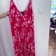 Ellos Czerwona Sukienka Maxi w Kwiaty Plus Size 26/28 7XL / 54 / 26