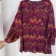 Bordowa wzorzysta koszula boho zygzaki merlot plus size 6XL / 52 / 24