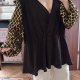 BloomChic bluzka 8XL 60 czarna złote rękawy kopertowa nowa z metką Plus Size 9XL / 58 / 30