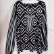 Ashley Stewart bluzka 7XL 54 czarno-biała geometryczna oversize Plus Size elegancka 7XL / 54 / 26