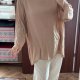 Beżowa bluzka oversize 5XL 50 minimalistyczna 3/4 rękaw luźna Plus Size casual 4XL / 48 / 20
