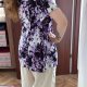 Croft & Barrow bluzka w kwiaty 4XL 48 fioletowa zapinana Plus Size elegancka 4XL / 48 / 20