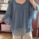 Lauren Conrad bluzka szyfonowa 8XL 56 błękitna zwiewna elegancka boho Plus Size 8XL / 56 / 2