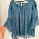 Lauren Conrad bluzka szyfonowa 8XL 56 błękitna zwiewna elegancka boho Plus Size 8XL / 56 / 2