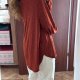 Bluzka oversize Plus Size 6XL 52 ceglana melanż luźna z długim rękawem casual XXL 6XL / 52 / 24