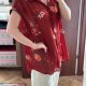 Bordowa koszula w kwiaty 6XL 52 oversize krótki rękaw zapinana Plus Size boho 6XL / 52 / 24