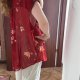 Bordowa koszula w kwiaty 6XL 52 oversize krótki rękaw zapinana Plus Size boho 6XL / 52 / 24
