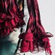 Koszula vintage bordo L falbany hippie boho unikat duńska denmark